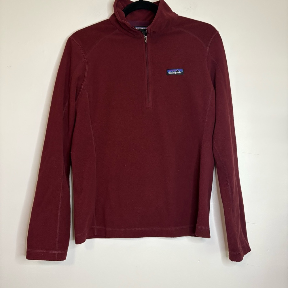 Patagonia Burgundy 1/4 Zip Micro D Fleece Pullover Recycled Polyester Size M